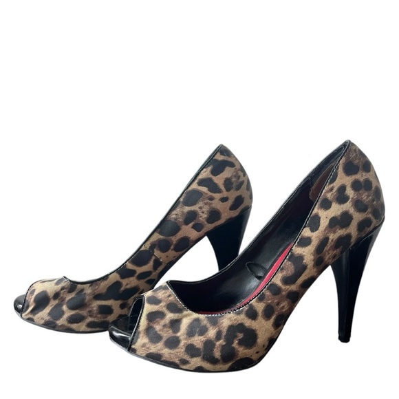 Women’s peep toe cheetah print pumps Y2K high heels size 7 animal print - Picture 2 of 10